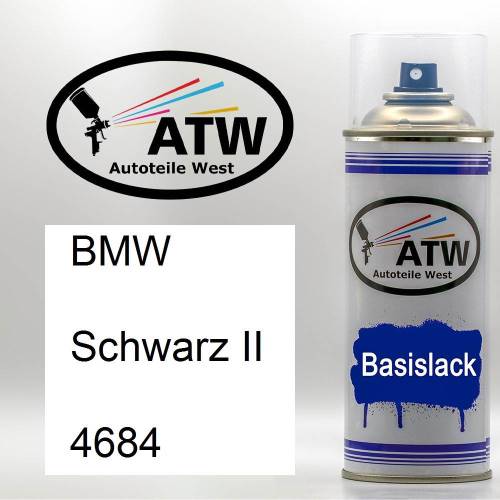 BMW, Schwarz II, 4684: 400ml Sprühdose, von ATW Autoteile West.